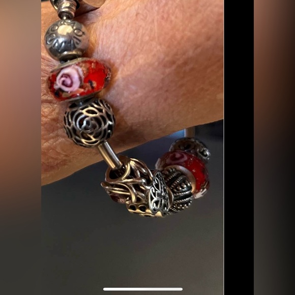 Pandora Bangle Bracelet w/ 13 Charms S925 - ALE - 925 Sterling Silver 8 inches - Picture 4 of 5